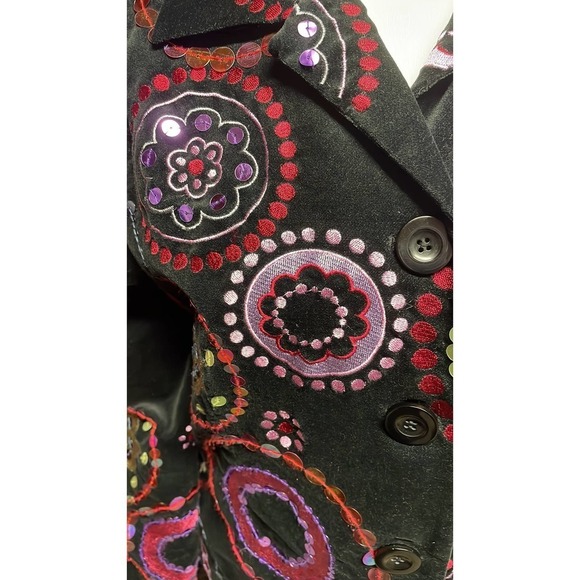 New Susan Bristol Black Velvet Colored Sequin‎ Jacket Size 6P - Picture 4 of 10